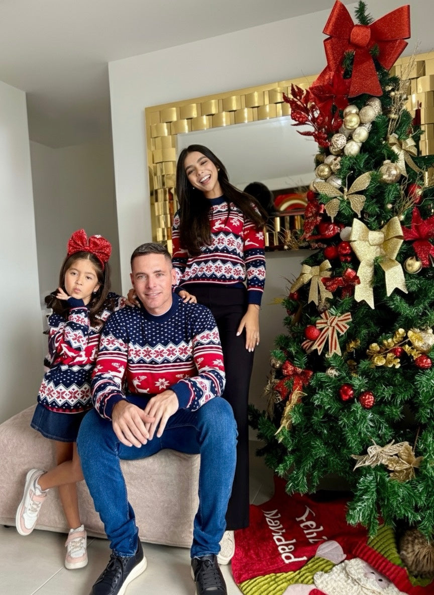 Sweater Azul Christmas Adulto