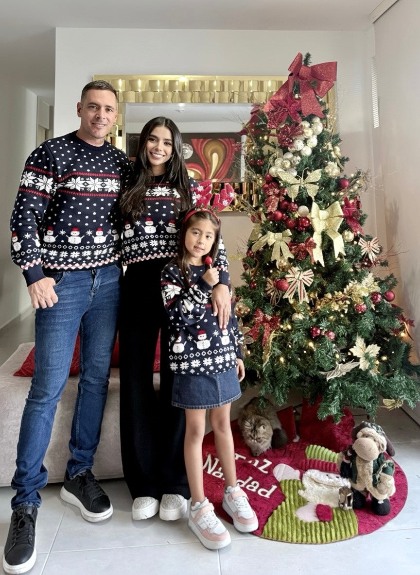 Sweater Copo de Nieve Azul Adulto