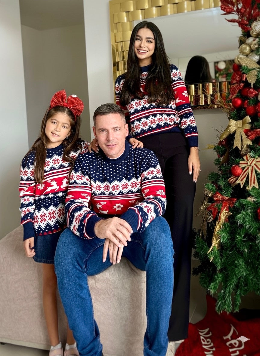 Sweater Azul Christmas Adulto