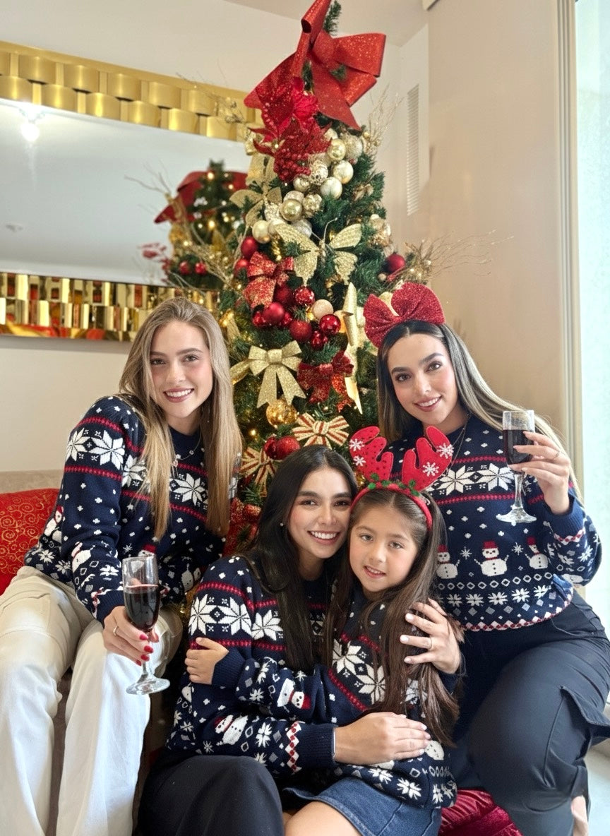 Sweater Copo de Nieve Azul Adulto